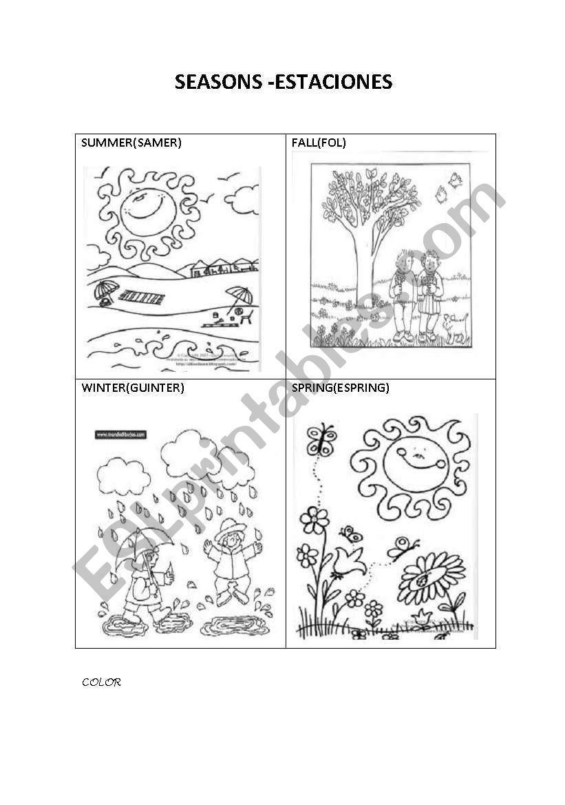 seasons worksheet