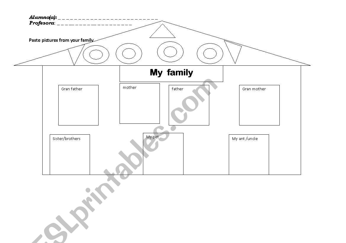 my family  and house worksheet