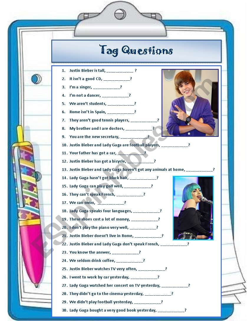 TAG QUESTIONS worksheet