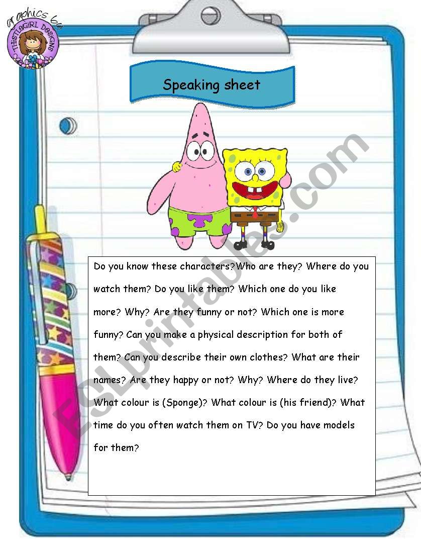 speaking sheet worksheet