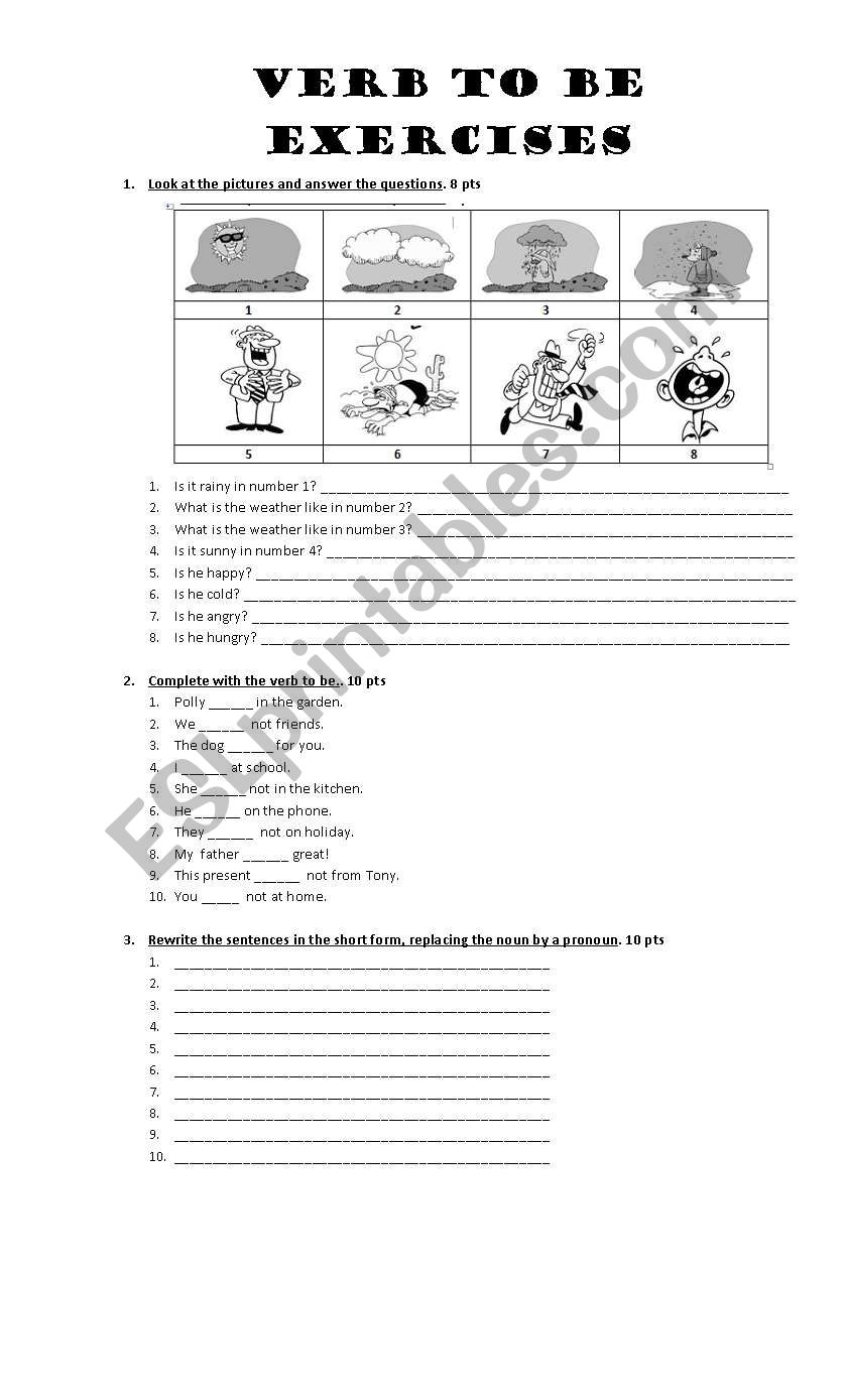 Verb to be exercises worksheet