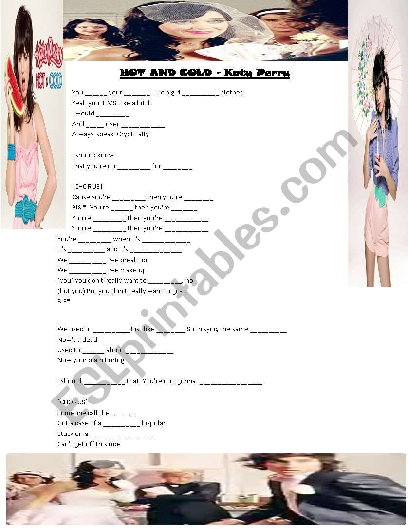 Hot and Cold - Katy Perry worksheet