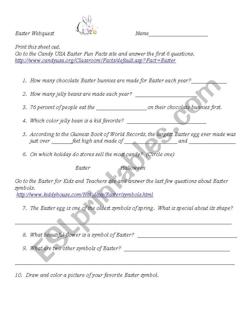 Easter webquest worksheet