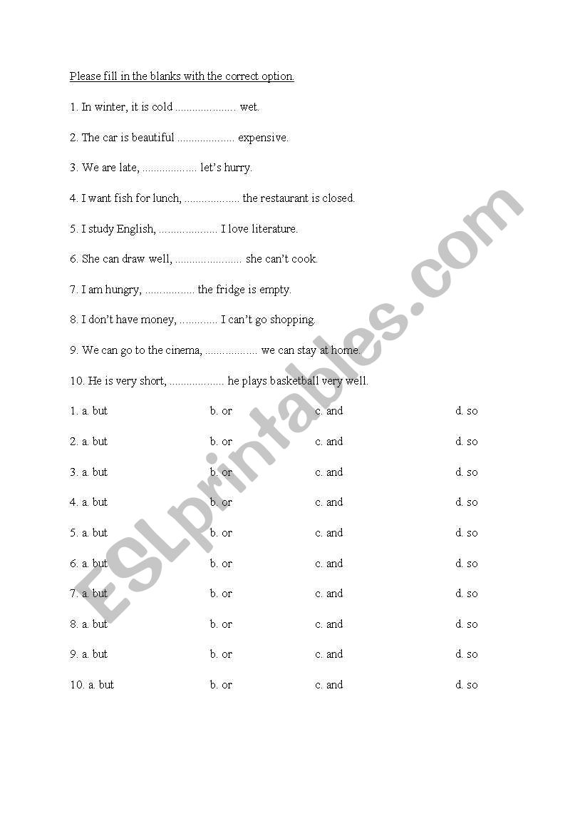 Basic Connectors worksheet