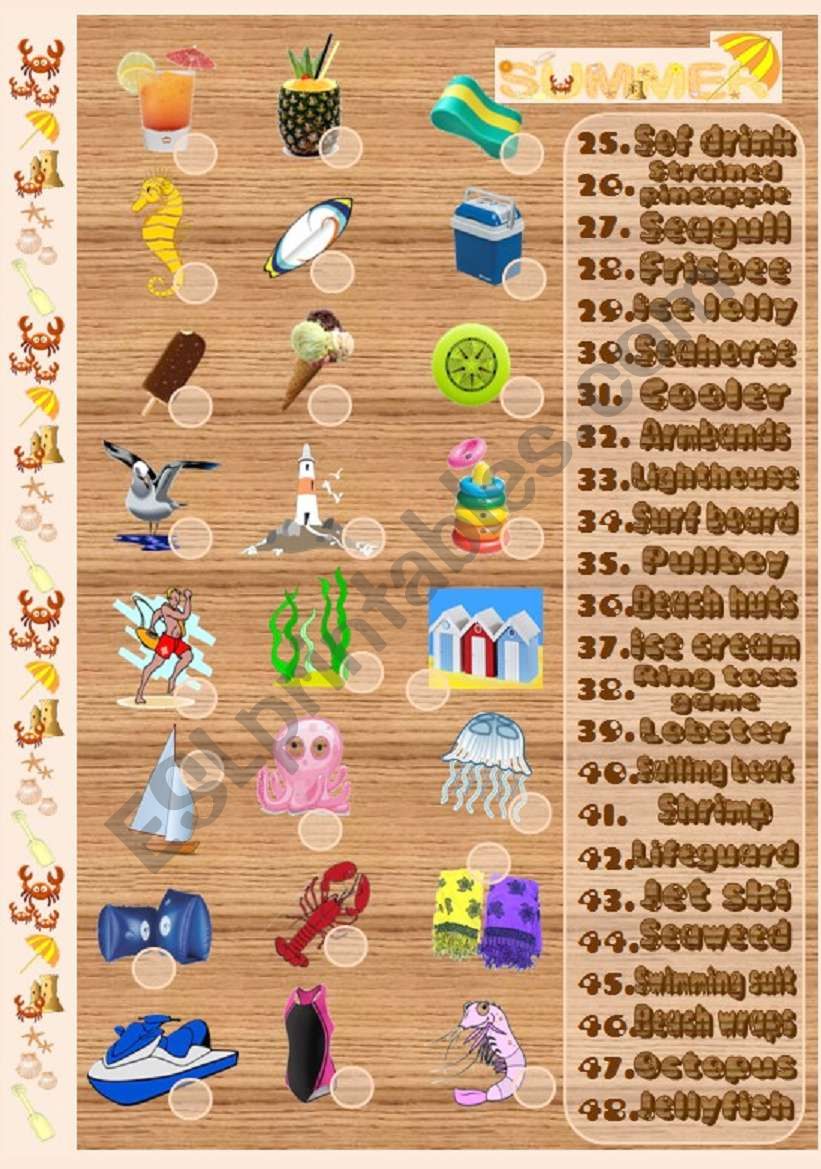 SUMMER HOLIDAYS (Part III) worksheet