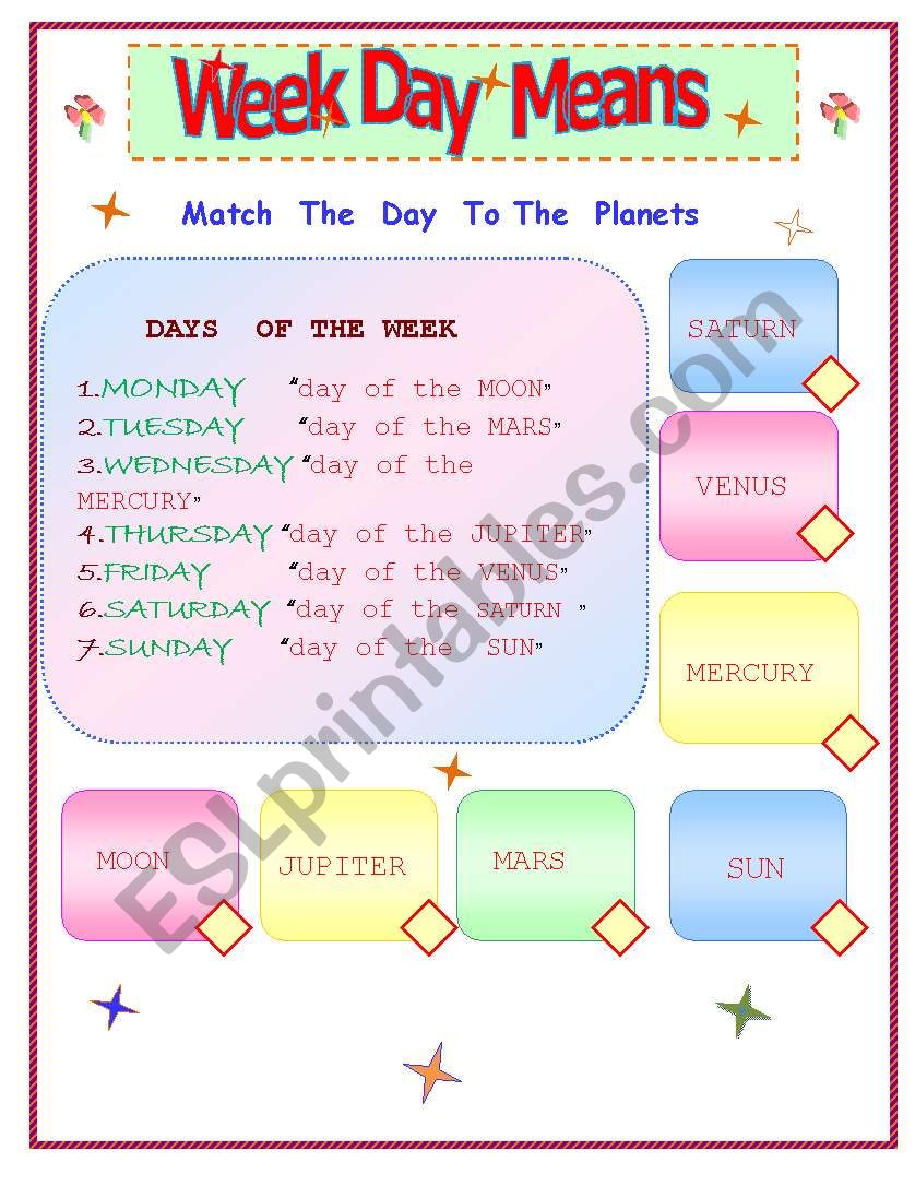 weekdays worksheet