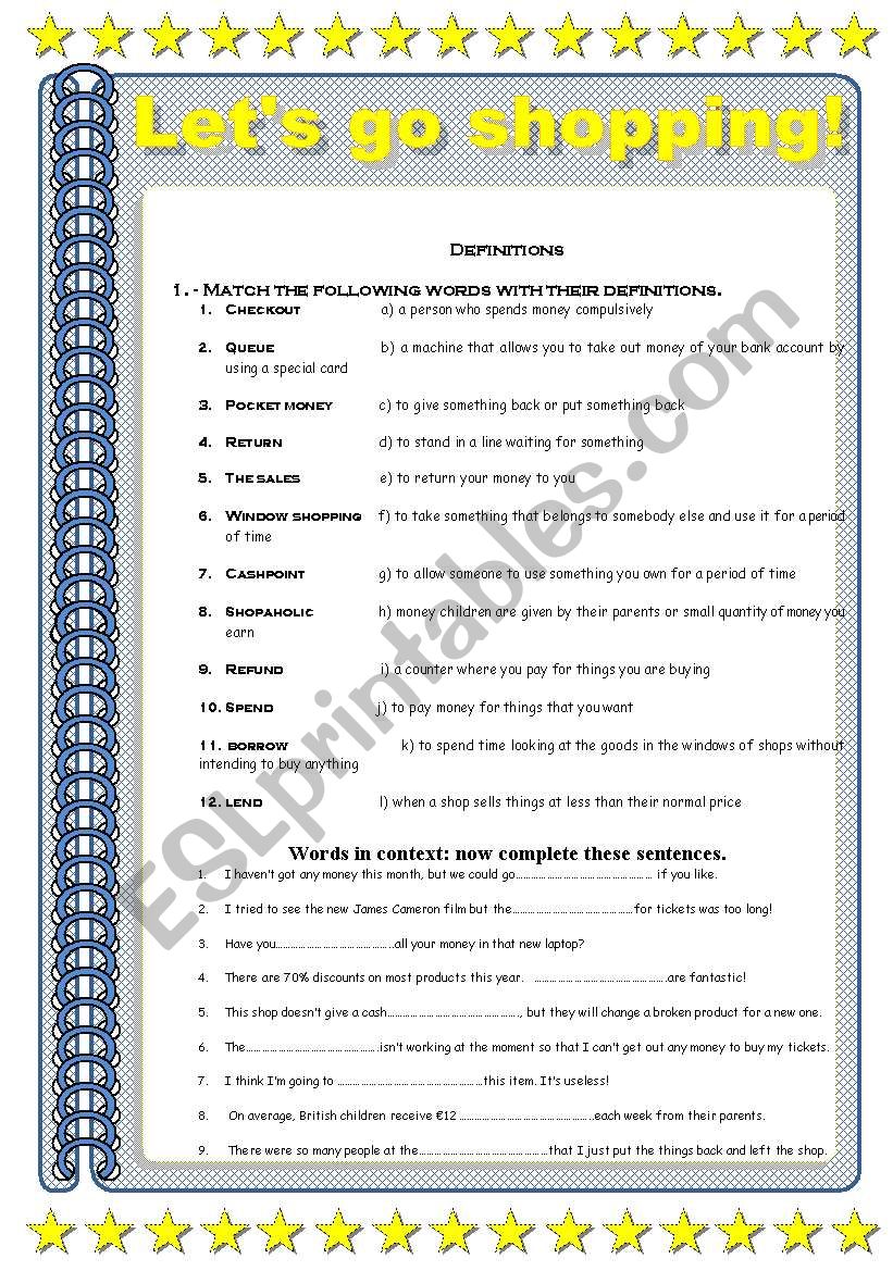 Going shopping! worksheet