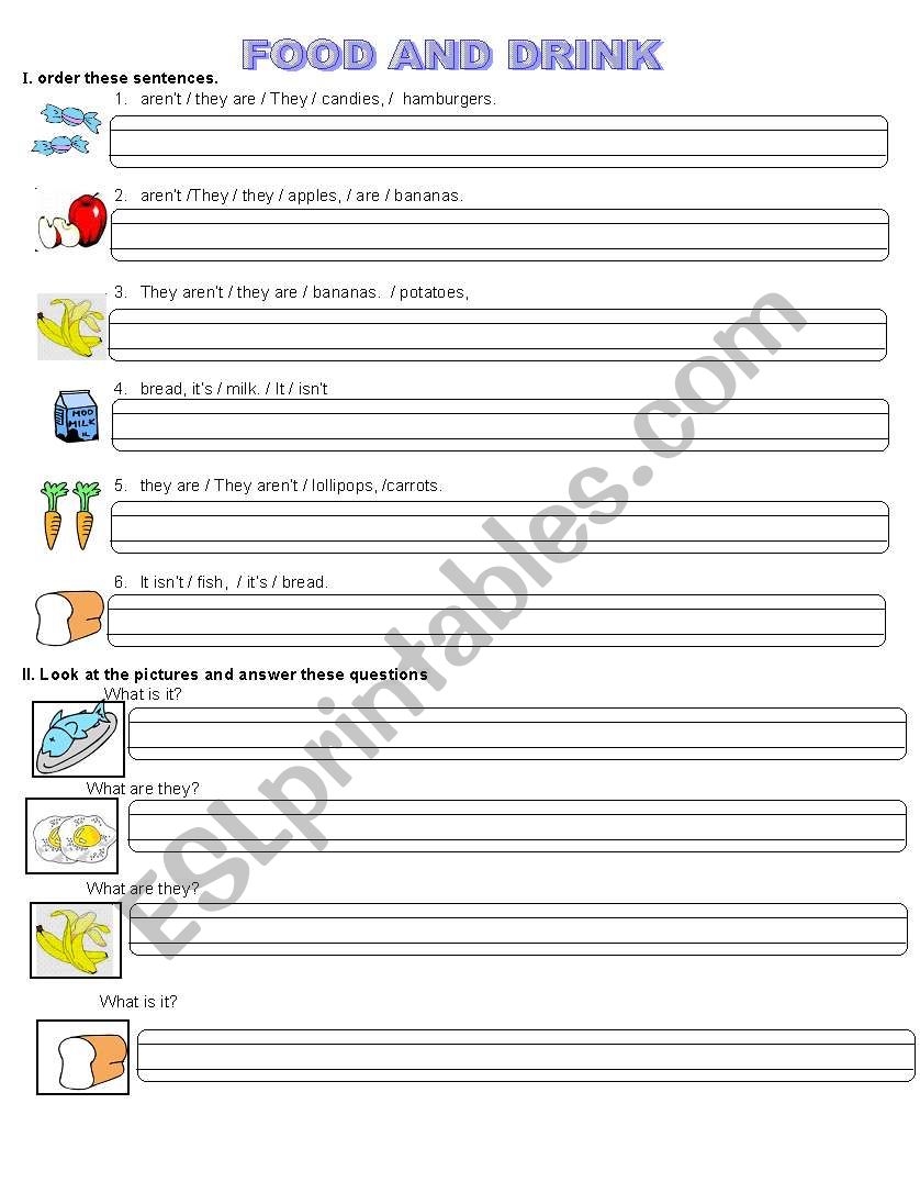 FOOD AND DRINK - ARE AND IS - QUESTIONS AND ANSWERS