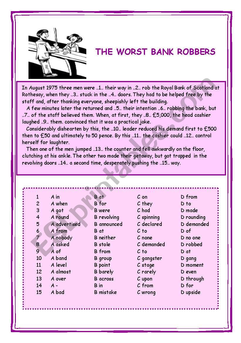 THE WORST BANK ROBBERS worksheet