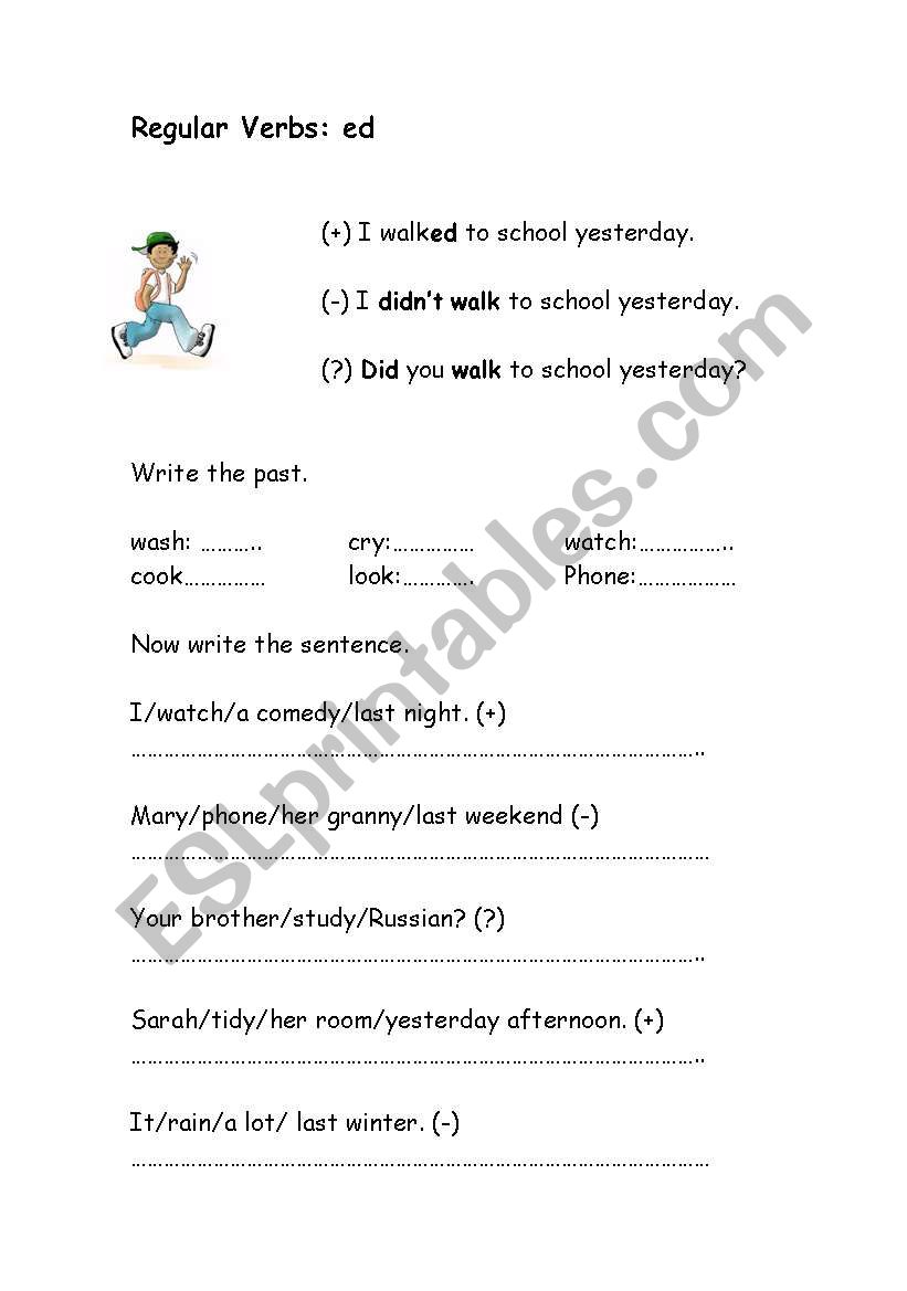 Past simple regular verbs worksheet