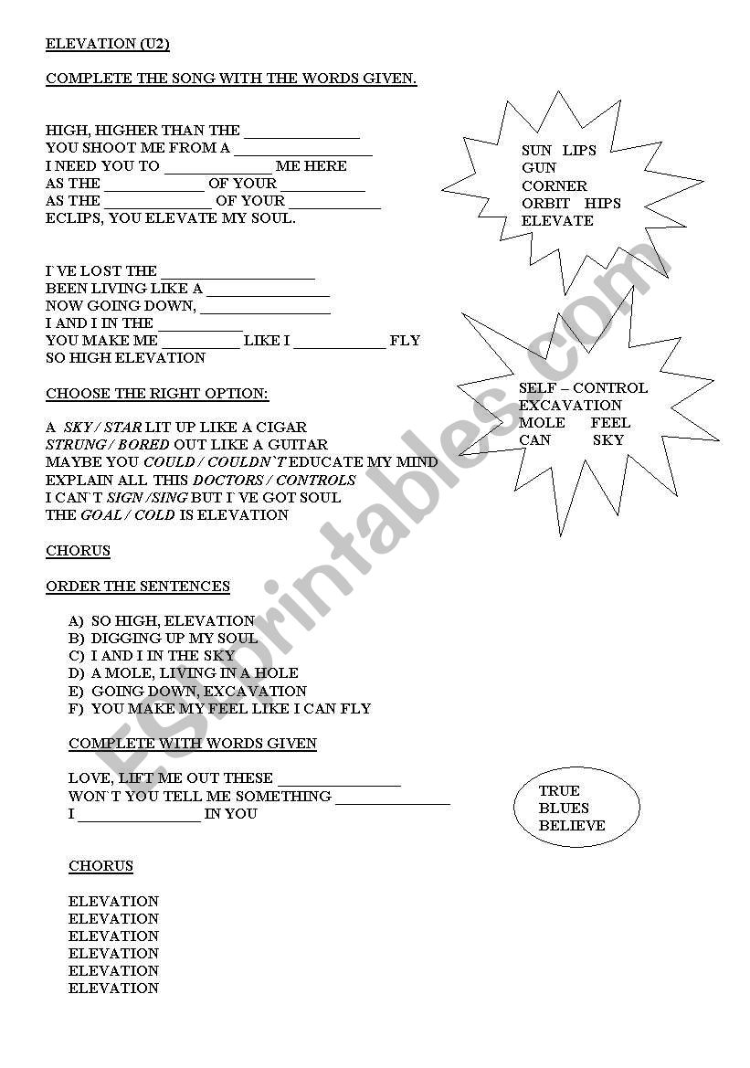 elevation! worksheet