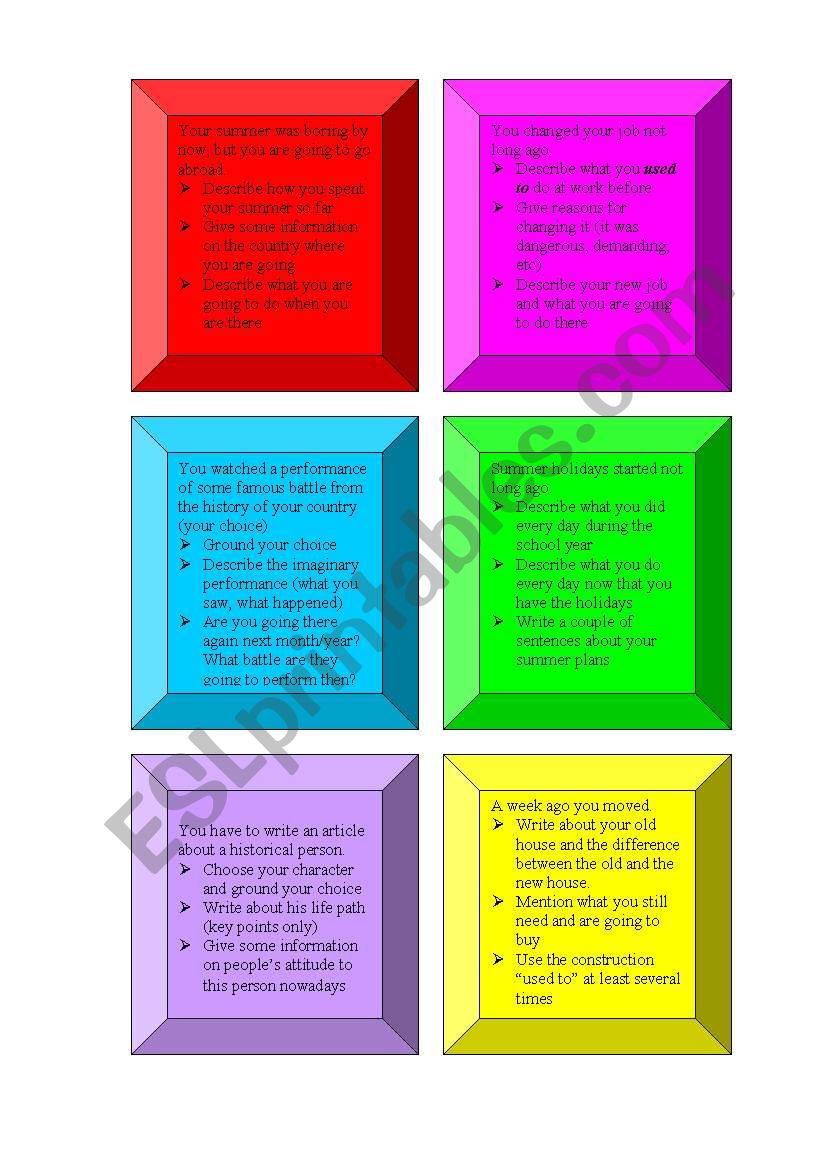 Composition cards worksheet