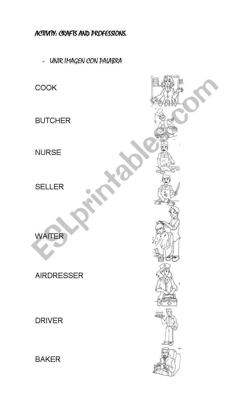 professions worksheet