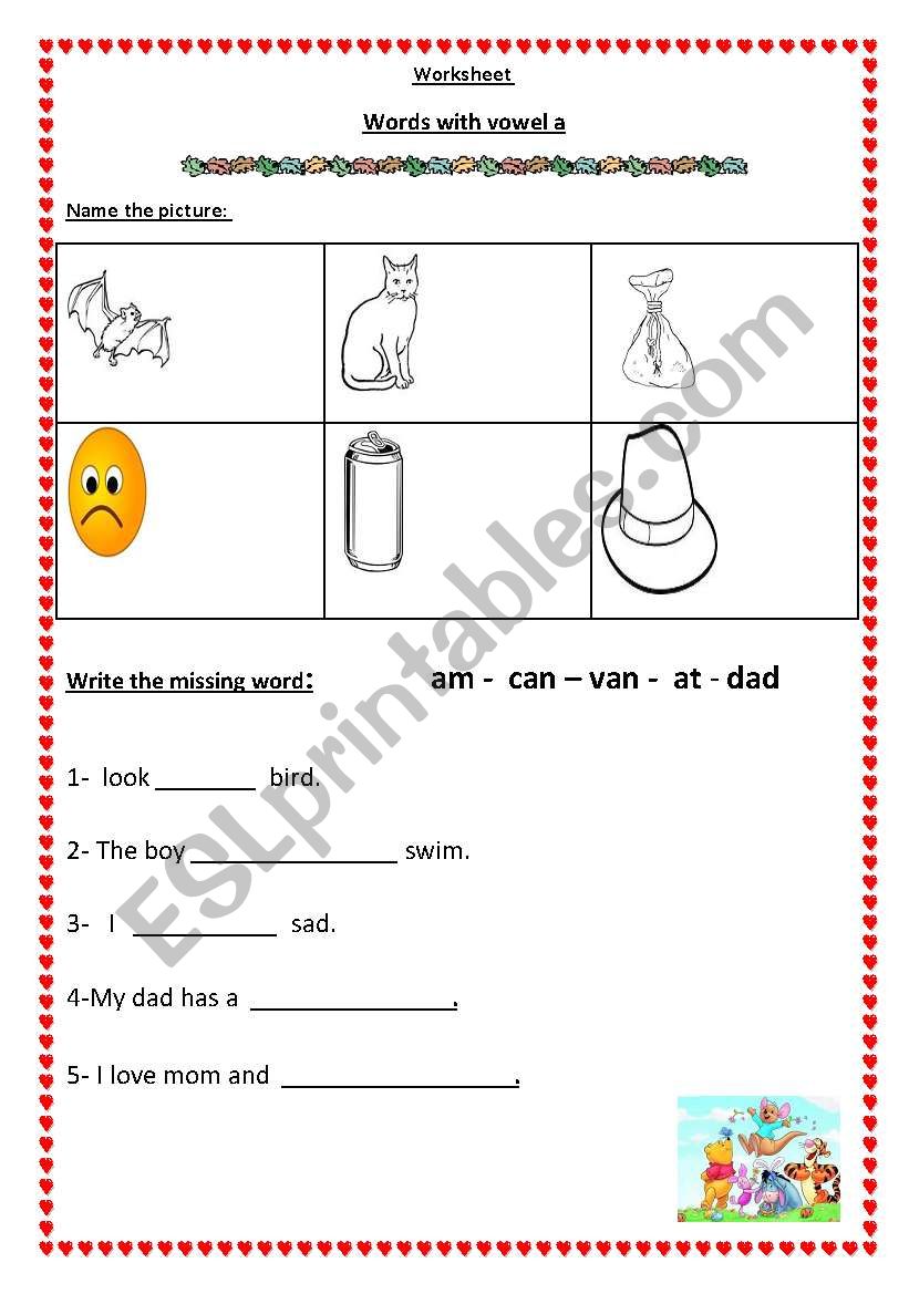 short vowel a worksheet