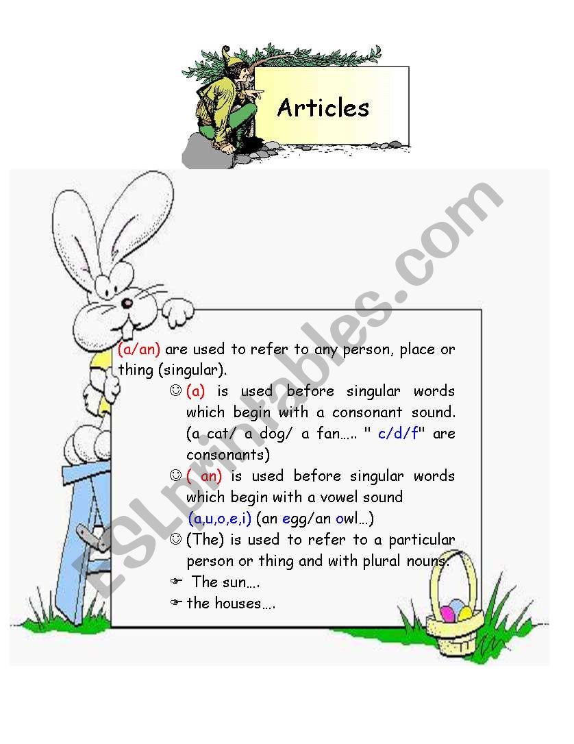 articles worksheet