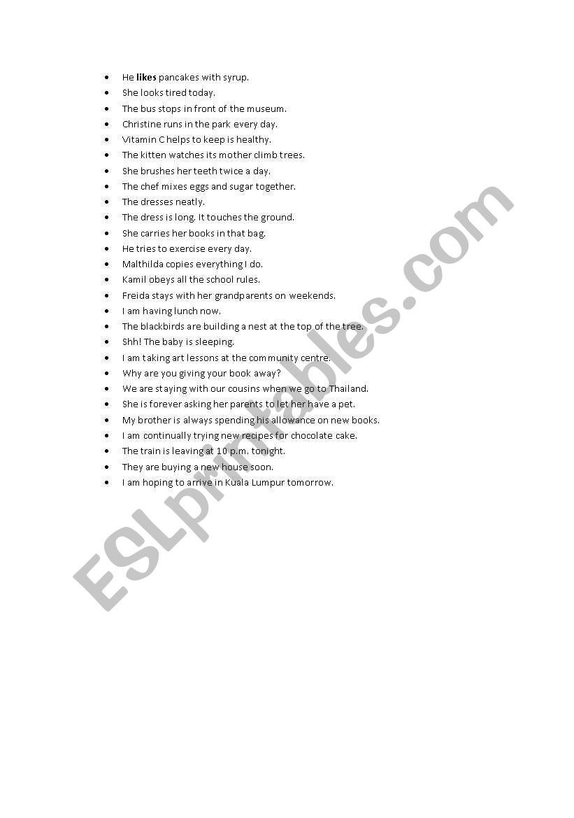 Simple Present Tense worksheet