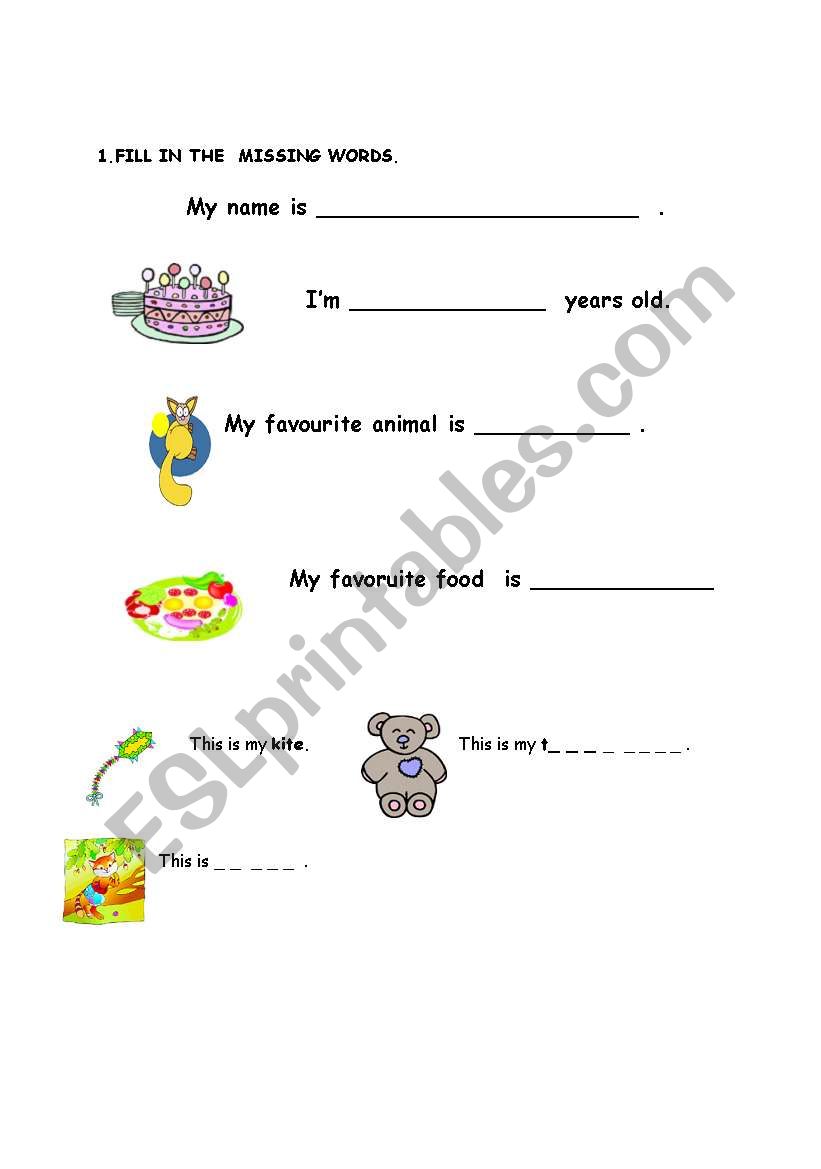 food and animal worksheet