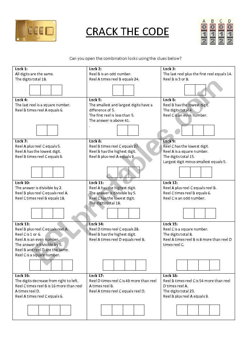 Code breaking worksheet