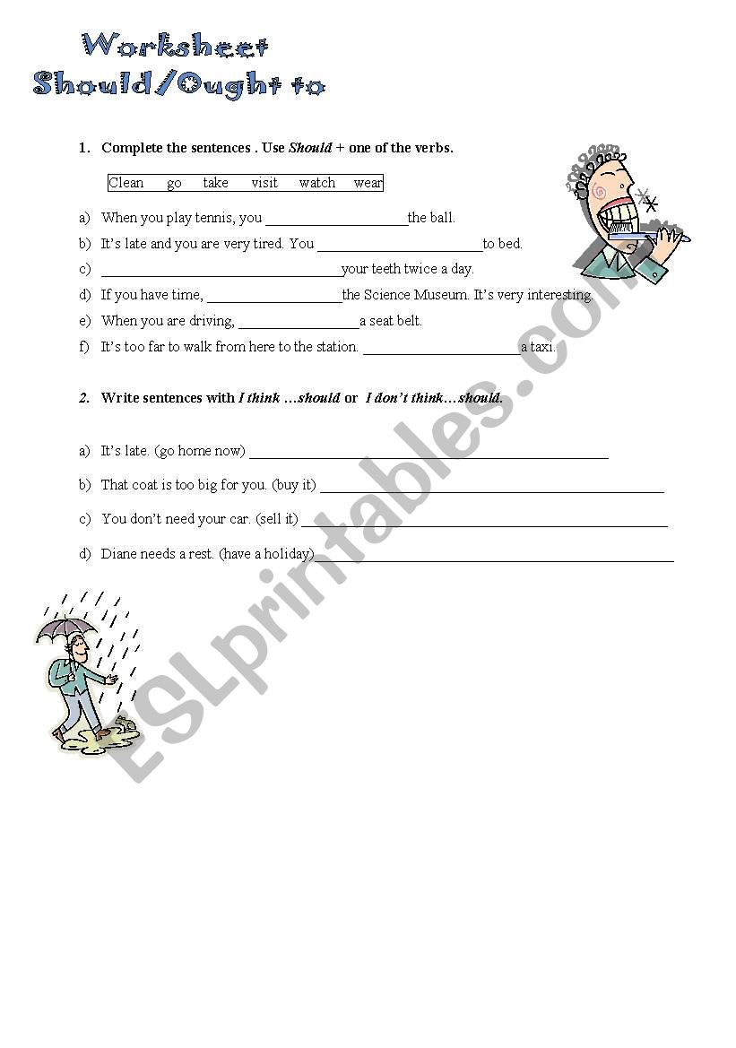 Should/Ought to worksheet