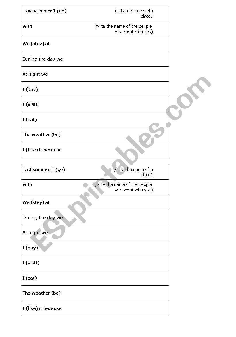 Write and fold worksheet