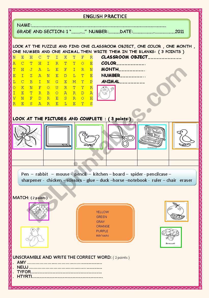 VOCABULARY PRACTICE ( 2 PAGES )