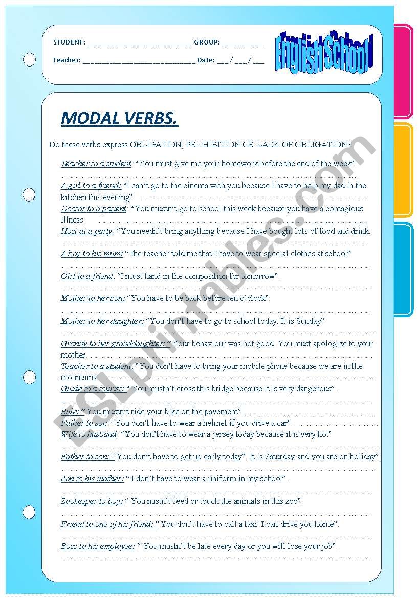 modal verbs. write the correct option.