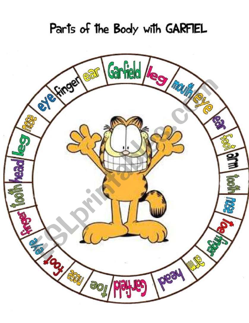 Parts of the body with Garfield- Spin game