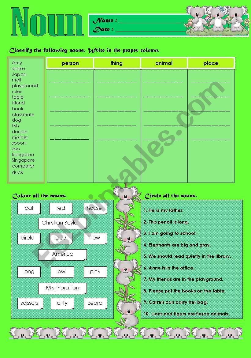 NOUN worksheet