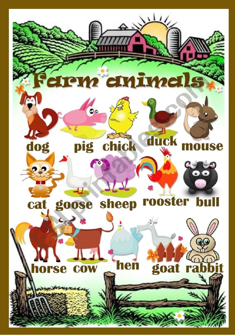 Farm animals (pictionary) worksheet