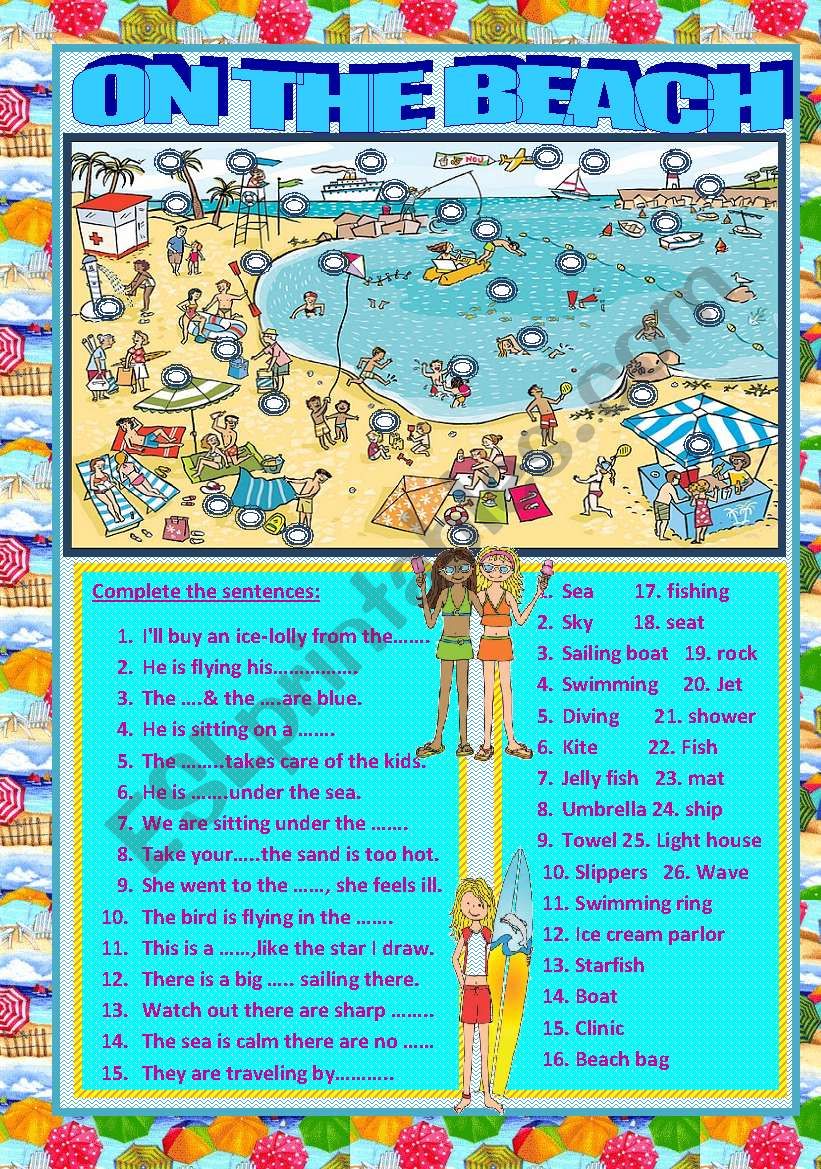 on the beach worksheet