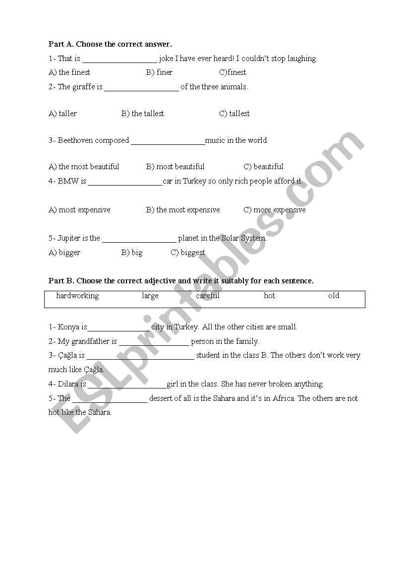 adjectives worksheet
