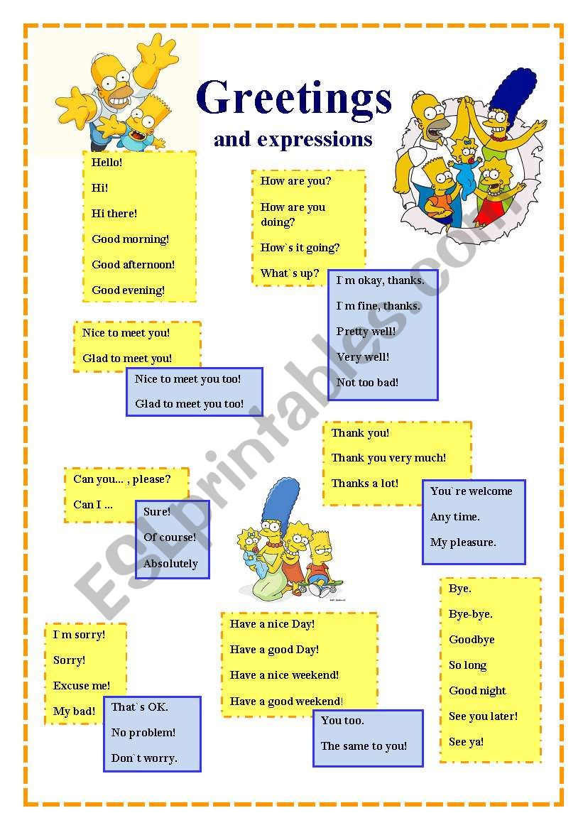 Greetings and expressions worksheet