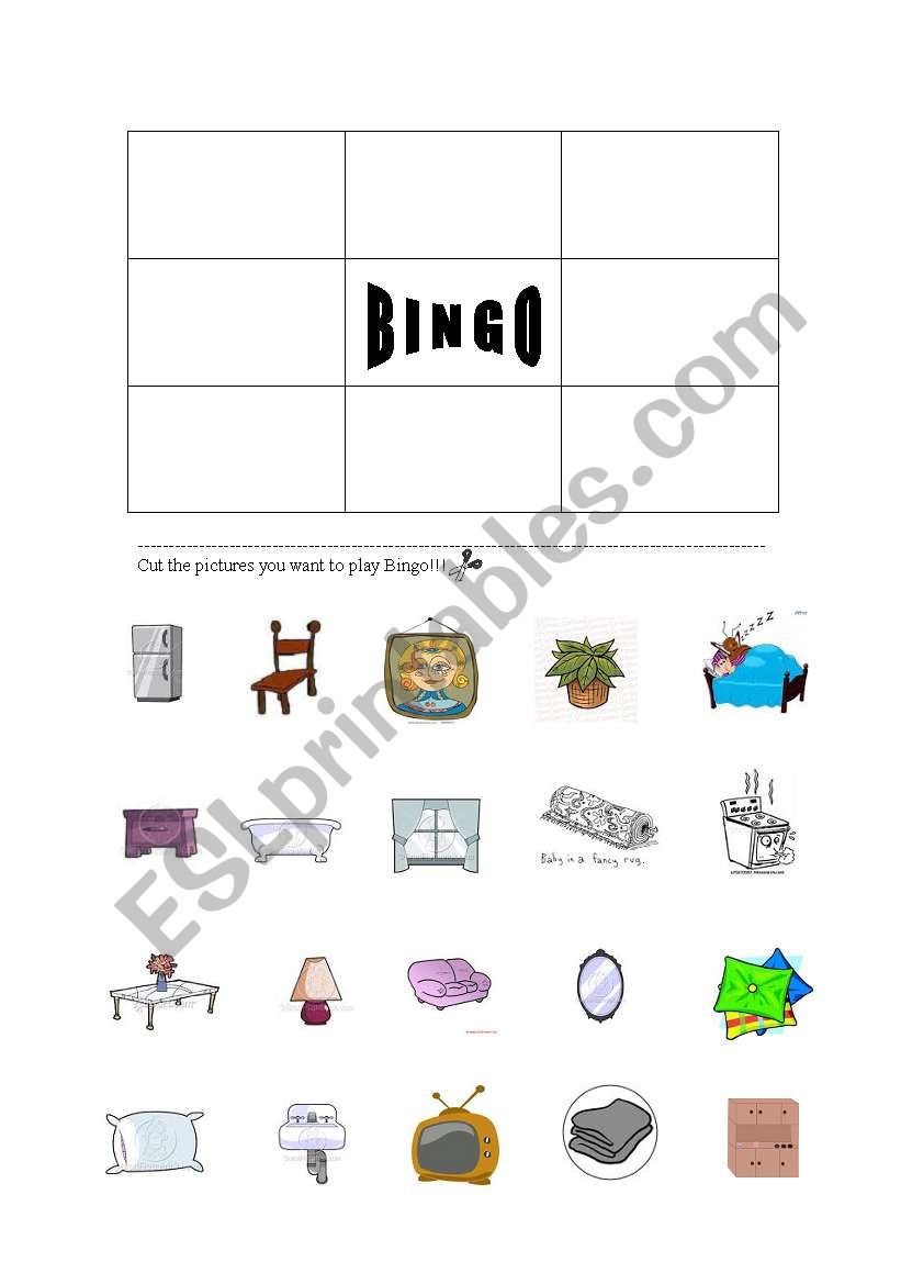 House Bingo worksheet
