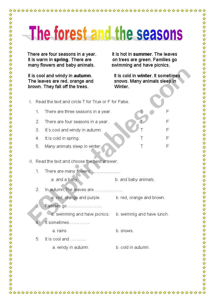 Reading Comprehension worksheet