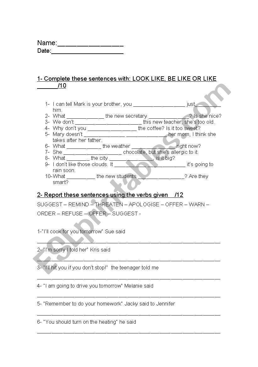 Use of English Test  pre FCE worksheet