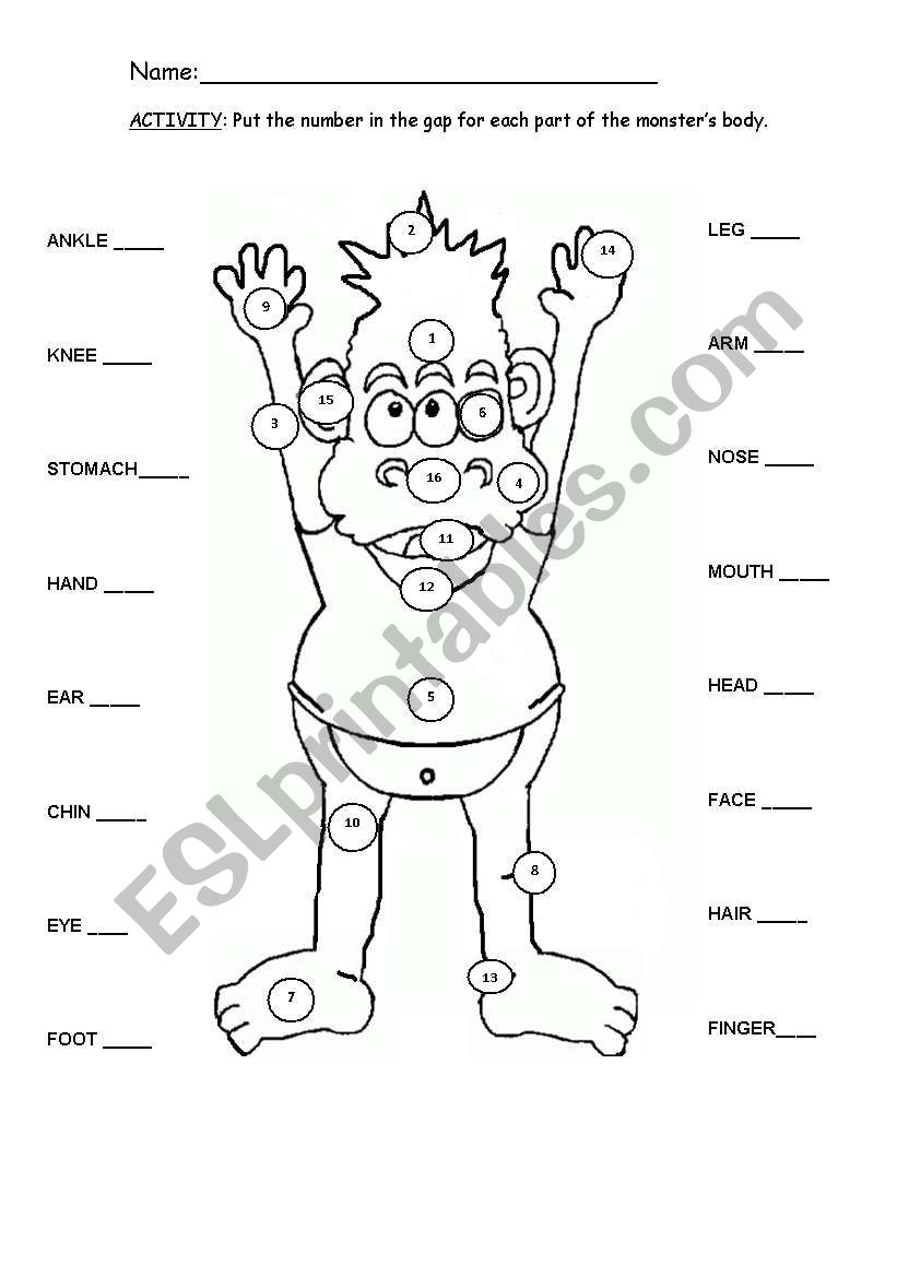 My monster Matching worksheet