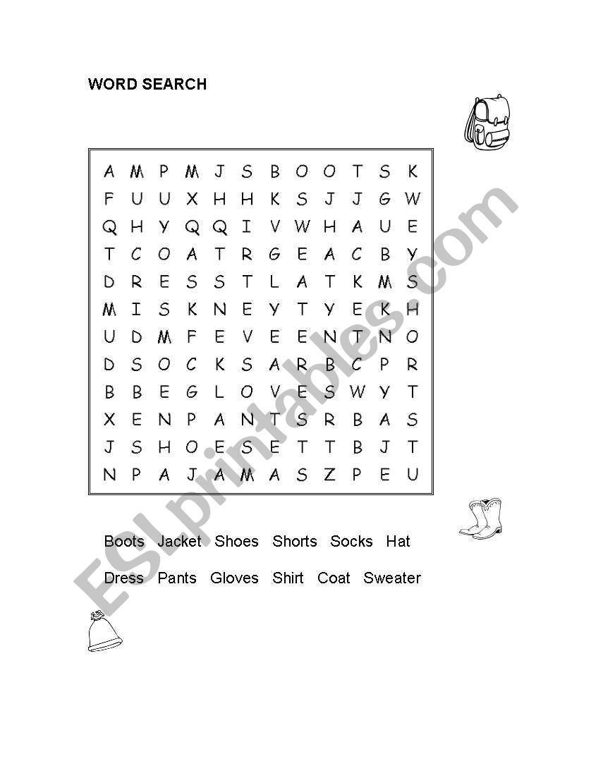 Words search worksheet