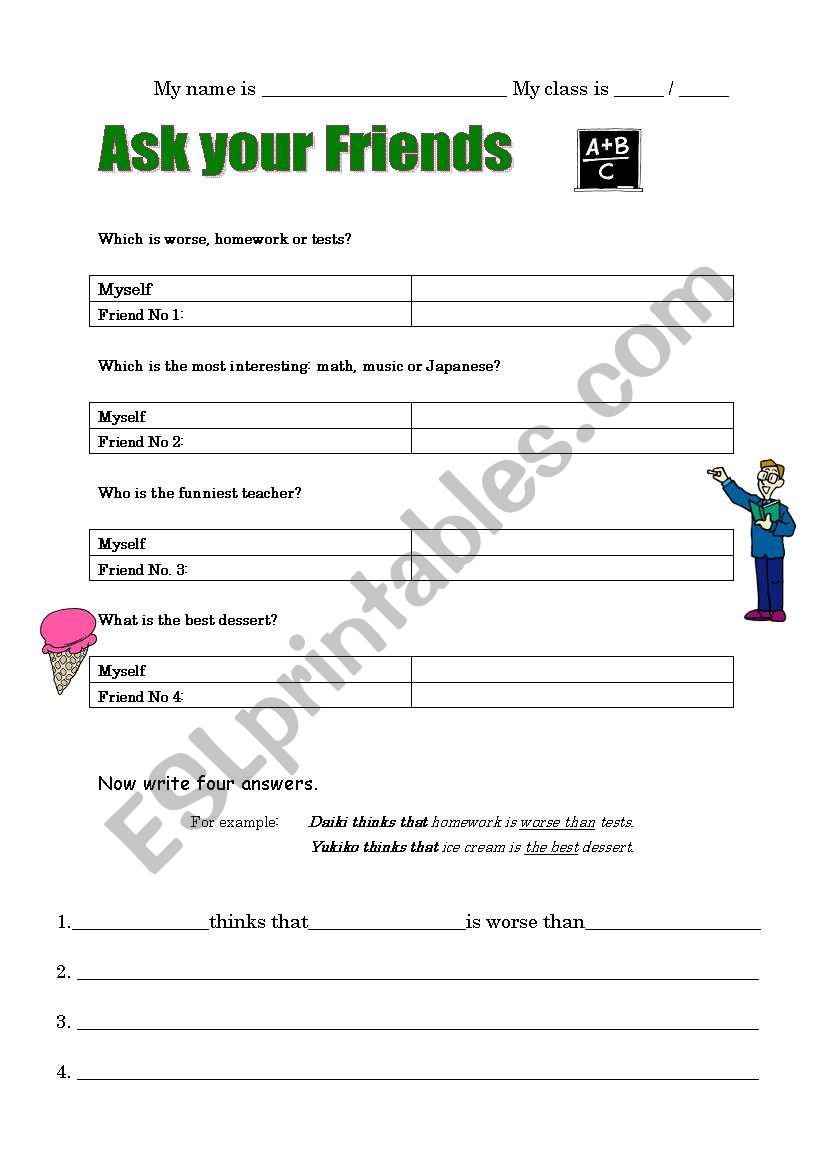 Ask Your Friends worksheet