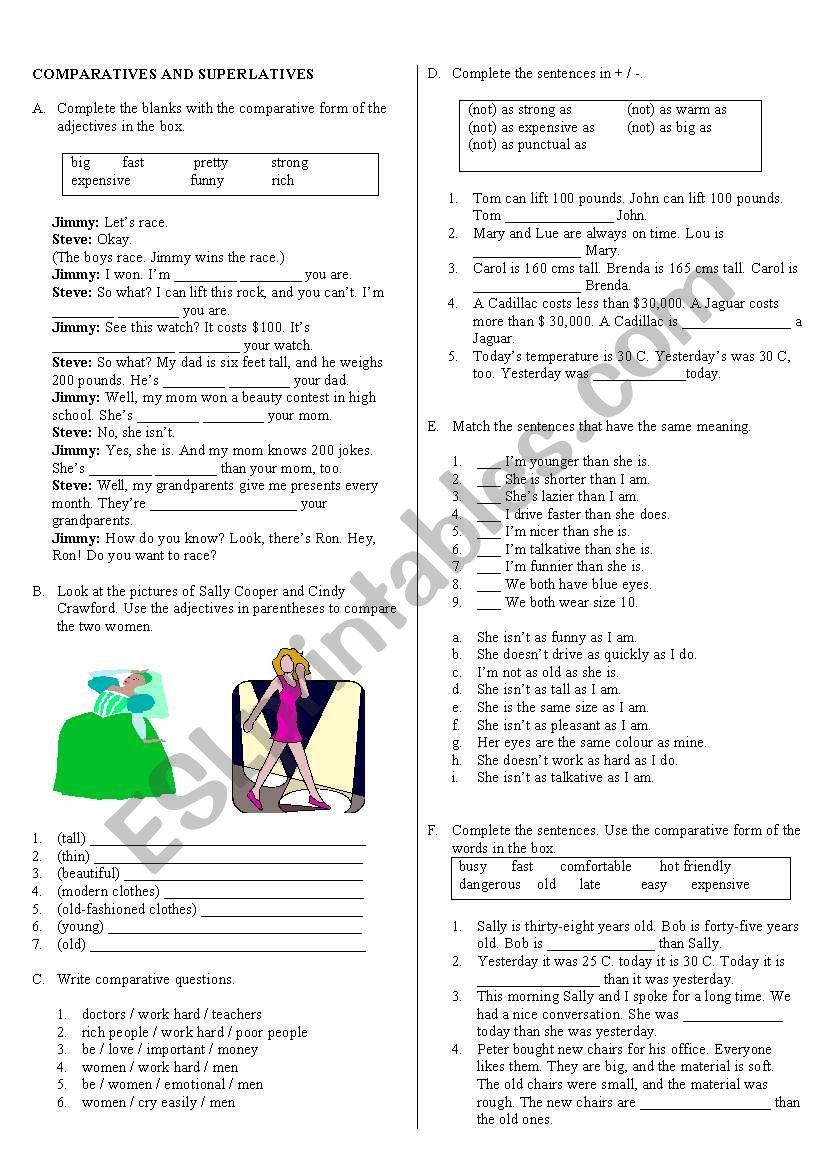 Comparative & Superlative worksheet