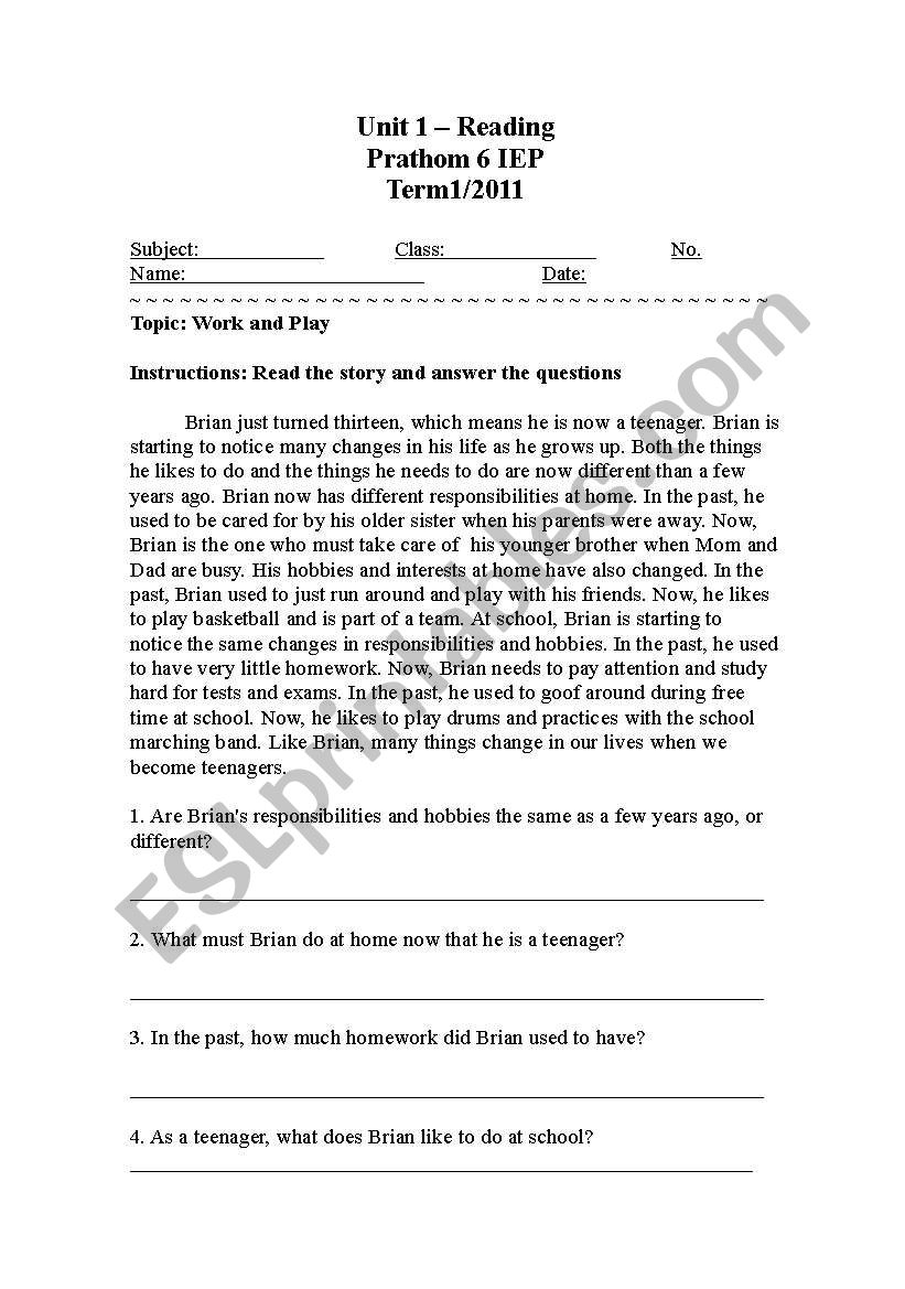 Future Plans worksheet