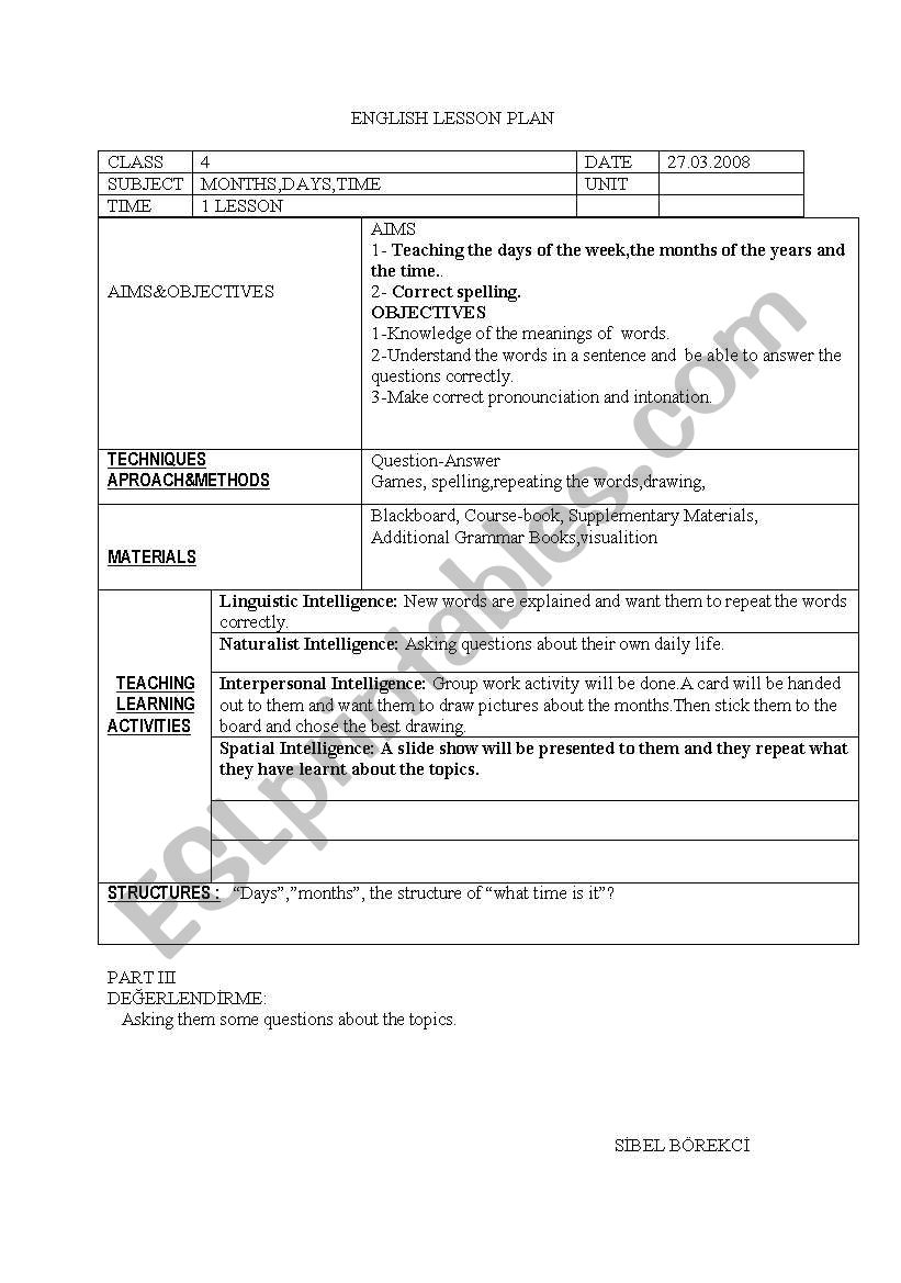 lesson plan worksheet