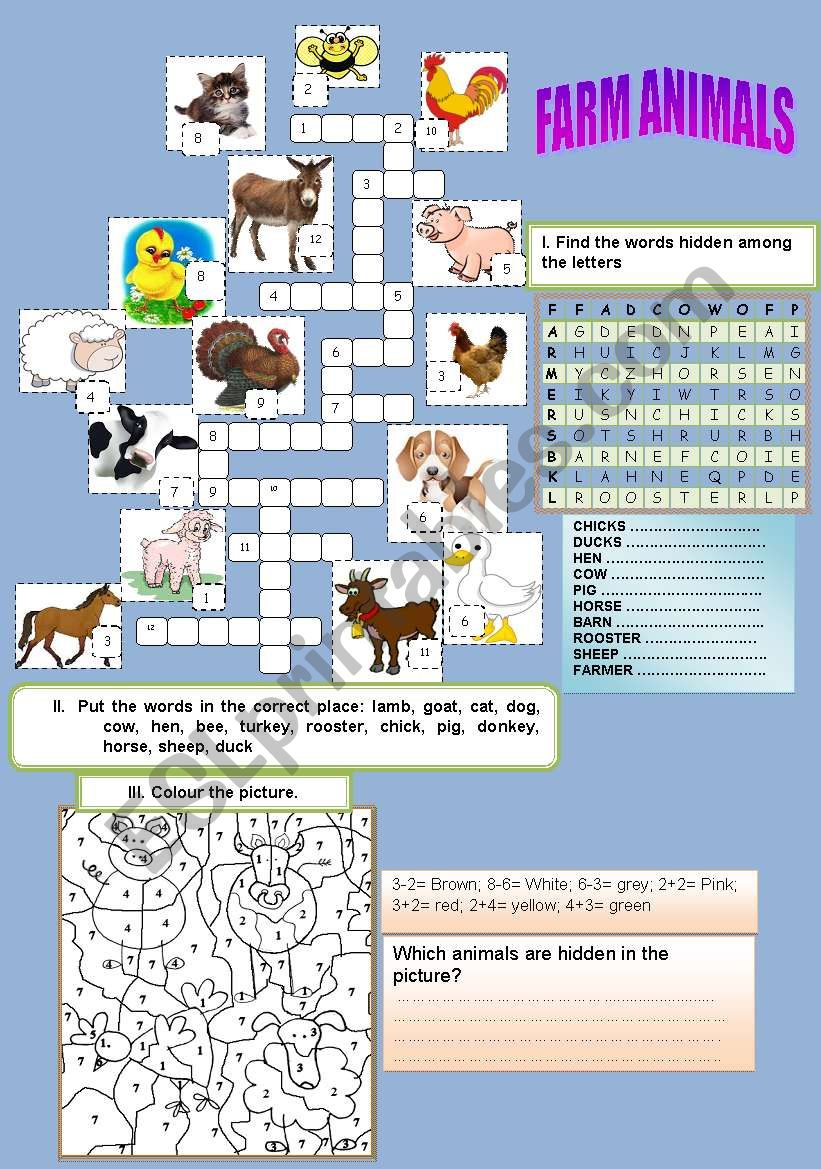 Farm animals worksheet