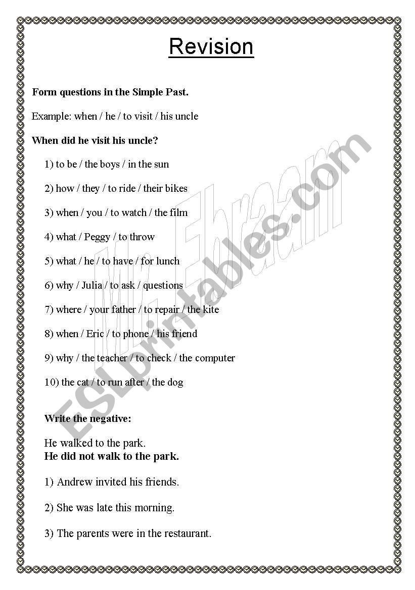 revision worksheet