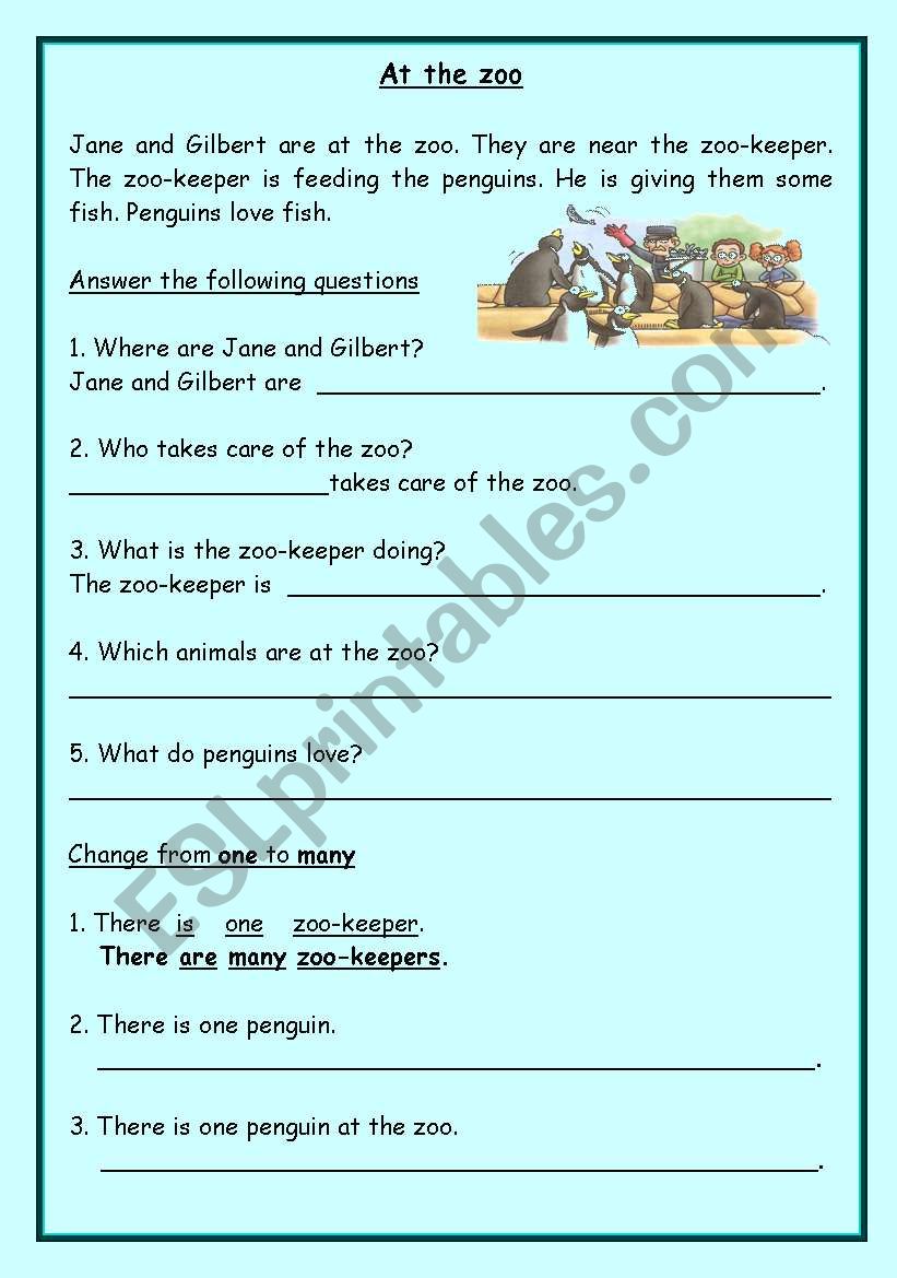 At the zoo worksheet