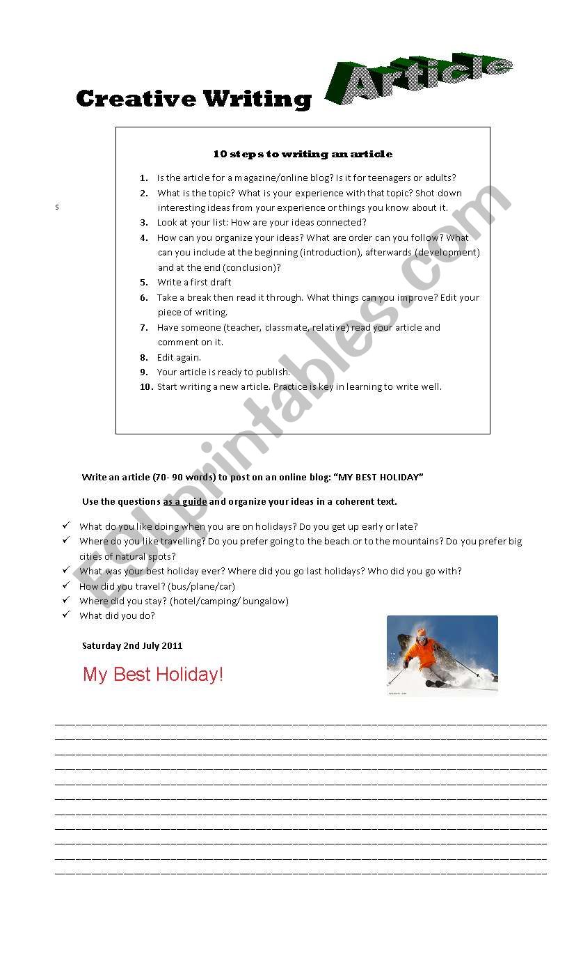 Article Writing worksheet