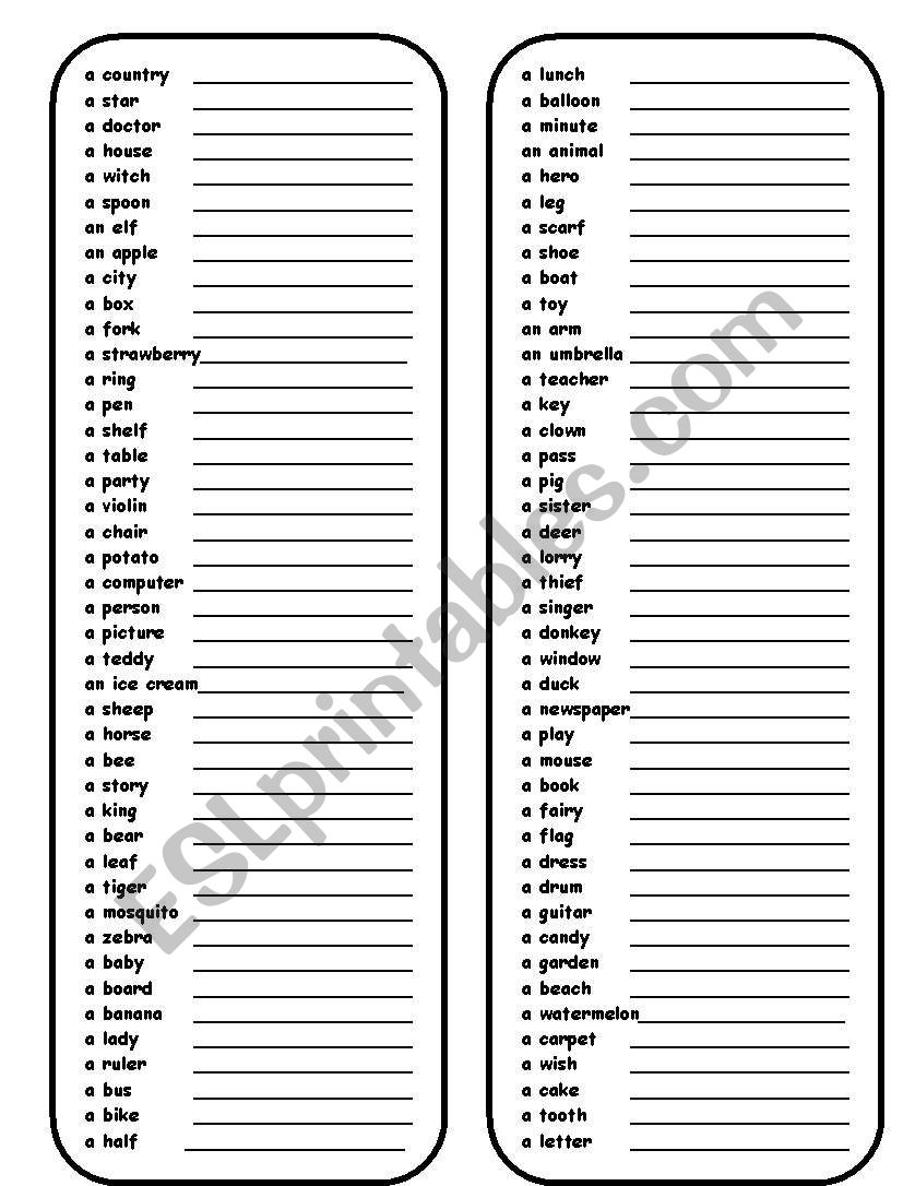 Plural worksheet