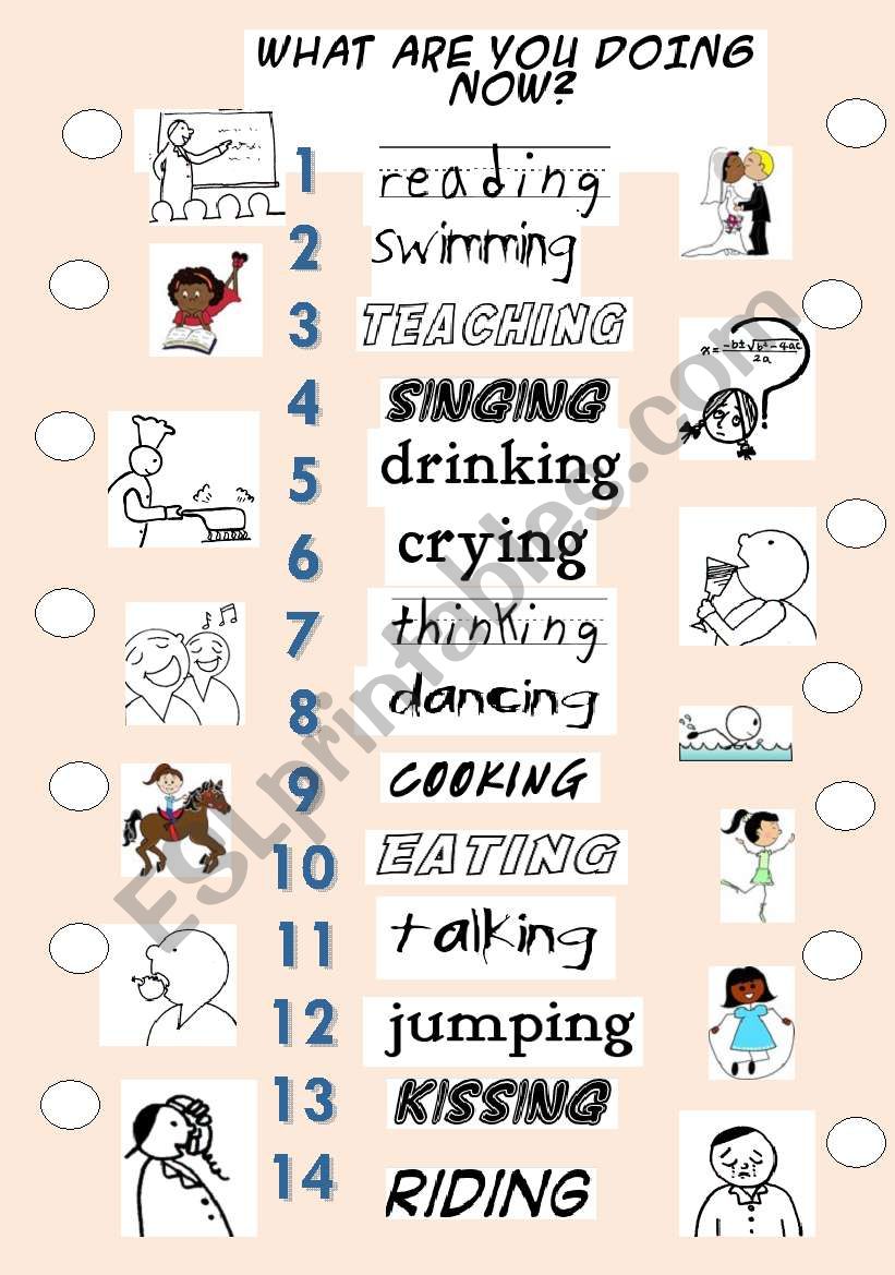 what are you doing now? - ESL worksheet by Adva