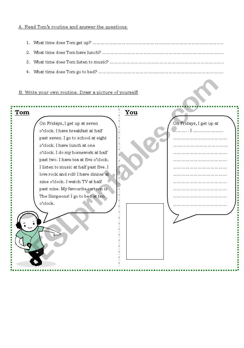 Daily Routines worksheet