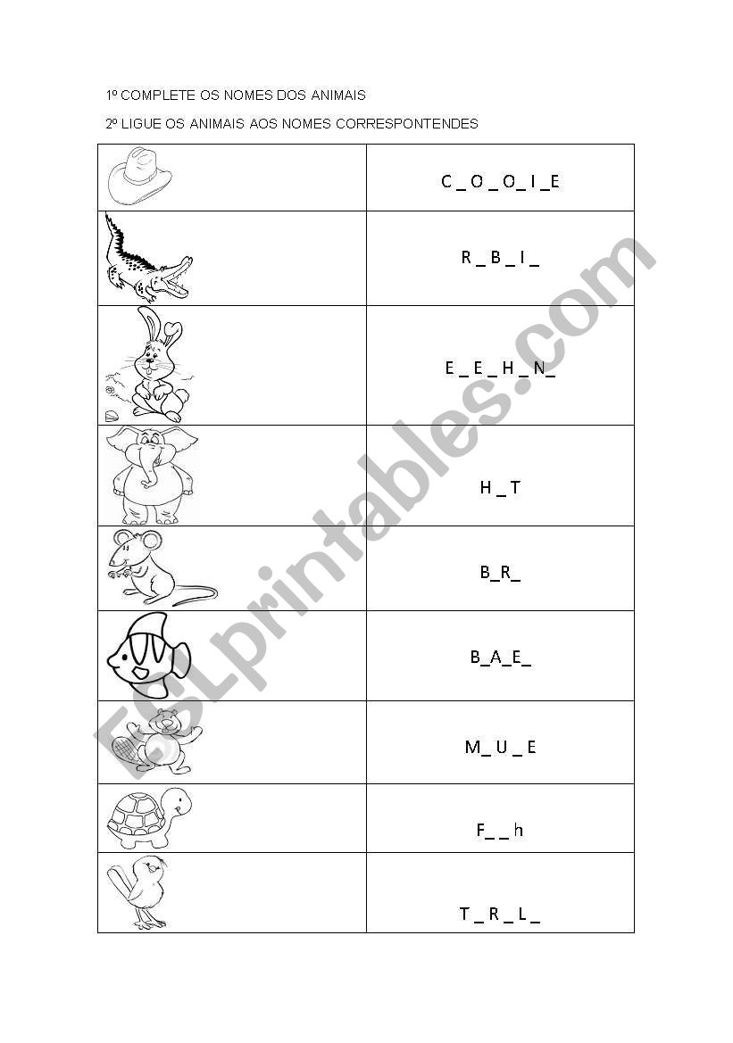 ANIMALS worksheet