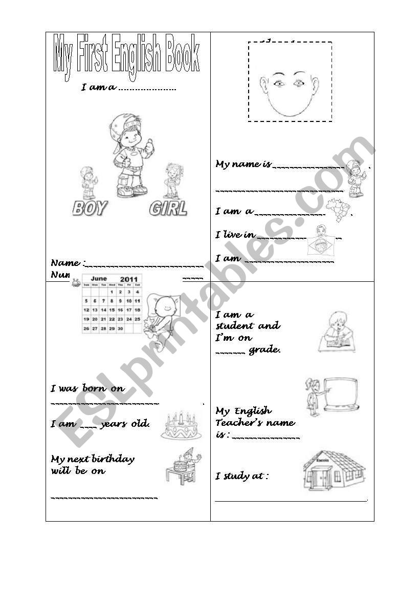 My First English Book - Boys - 4x4 - 4 pages with 4 mini pages